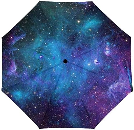 Space Galaxy Szélálló Utazási 3-szor Automata Esernyő Kompakt Összecsukható Kézi Rainbrella Eső Nap