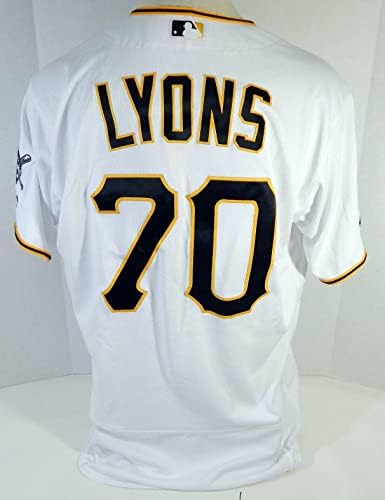 2019 Pittsburgh Pirates Tyler Lyons 70 Játék Használt Fehér Jersey 150 Javítás 48 92 - Játék Használt MLB Mezek