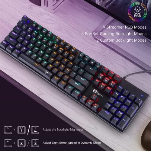 COCNI Vezetékes RGB Mechanikus Gaming-Billentyűzet LED Szivárvány Háttérvilágítású Gaming Billentyűzet, 104 Teljes Kulcs-Ellenes Szellem