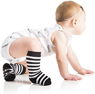 juDanzy térd magas magas zokni markolatok csecsemők, kisgyermekek, valamint a gyermek (2-4 Év, Piros/Fehér & Fekete/Fehér)