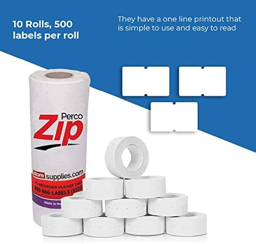 Perco Zip Címkék - 1 Hüvely - 5,000 Címkék 10 Tekercs 500 Címkék Per Roll. Alkalmas Perco Zip