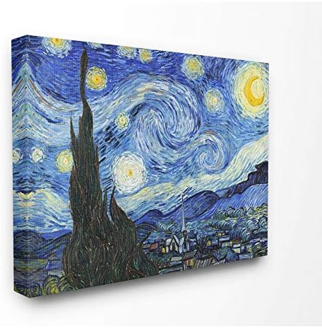 Stupell Iparágak Van Gogh Csillagos Éj Post Impresszionista Festmény Túlméretezett Feszített Vászon Wall Art által Vincent Van Gogh, 24 x