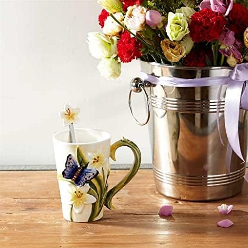 WIONC Nagy Kapacitású Tea Csésze Kávét pohárban Kupa Kanál Kezelni Pillangó Kupa Háztartási Kerámia Csésze Víz Csésze (Szín : Egy, Méret