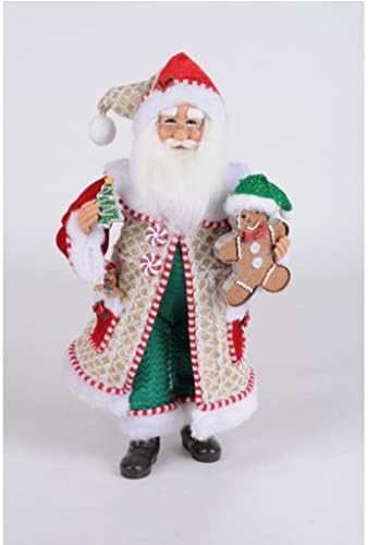 Karen Didion Szeszélyes Mézeskalács Mikulás Karácsonyi Figura, 17 Hüvelykes Multicolor