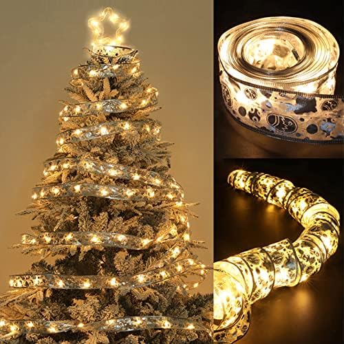 Ausyst LED Szalag Karácsonyi Fények, 40 LED Vízálló elemes Karácsonyi String Fények a karácsonyfán, Party Dekoráció, Beltéri, Kültéri