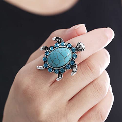 Sttiafay Teknős Türkiz Gyűrű Bohém Kék Kristály Tengeri Teknős Gyűrű Állítható Nyitott Gyűrű Tudom Gyűrű, Ékszerek, a Nők, Lányok