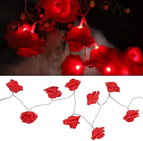 Jeanoko Rózsa Tündér Fény Lámpa String, Piros LED Romantikus Dekorációs Fények, Vízálló, Beltéri String Lámpa elemes Hálószoba