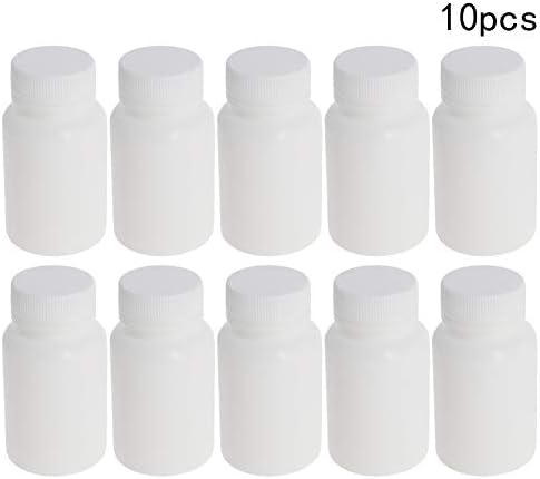 Jutagoss 10 Db Műanyag Üres Labor Hengeres Vegyi Konténer, Reagens Polietilén tartály, 80ML