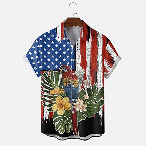 Negyedik július Férfi Ing Vicces USA Zászló Le Gomb Rövid Ujjú Trópusi Strand Ing július 4-Grafikus Póló Pólók