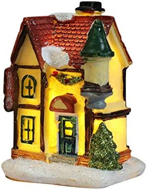 Boddenly Bútor Miniatűr LED Ház Kreatív Ajándékok Ház Gyanta Díszítik a Karácsonyi Dekoráció & Lóg Piros Fa Díszek, karácsonyfa (C, Méret)