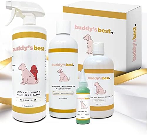 Buddy Legjobb Kutya díszdobozban Ünnepek & Különleges Alkalmakra - Pet Csomag Szag Javító (32oz), szájápolás Gél (2oz), valamint