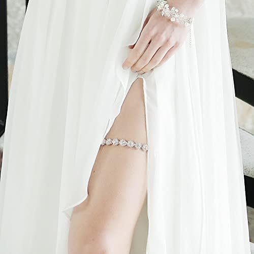 BETHYNAS Fényes Esküvő Menyasszonyi Harisnyakötő Bling Gyémánt-Vágott Comb Lánc, a Menyasszonyok, Kézzel készített Drágakő Klaszter