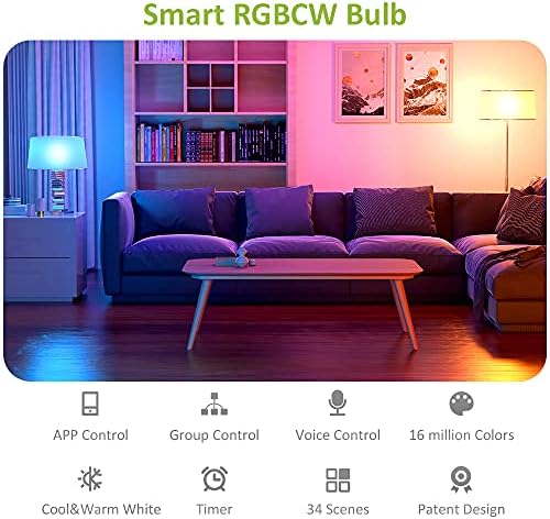 NOVOSTELLA Okos WiFi RGBCW LED Izzók 13W 1300LM 3pcs, a Munka Alexa & Google Asszisztens, 2700K-6500K Szabályozható Többszínű Izzó,