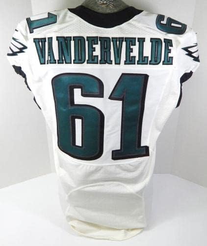 2014 Philadelphia Eagles Julian Vandervelde 61 Játék Kiadott Fehér Jersey 46 - Aláíratlan NFL Játék Használt Mezek