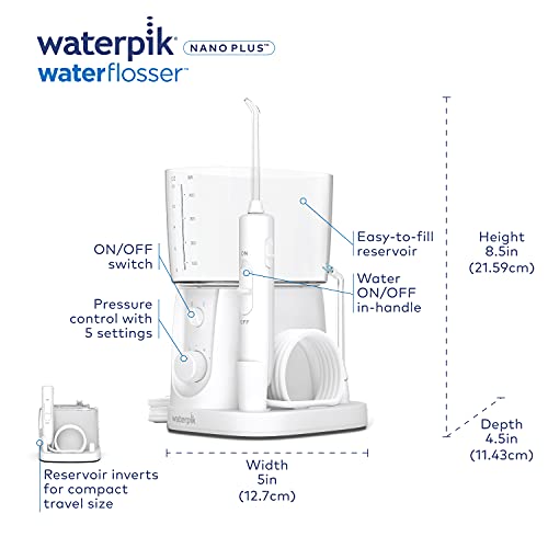 Waterpik Víz használt fogselymet A Fogak, Hordozható Elektromos Kompakt, Úti, valamint Otthon Nano Plus, WP-320, Fehér