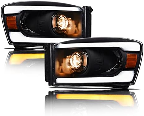 Alfa Baglyok 8711538 Vetítő Fényszórók Hullámvasútja Szekvenciális LED Bar & Indítási Fény - Fekete Borostyán Illik 2006-2008 Dodge Ram
