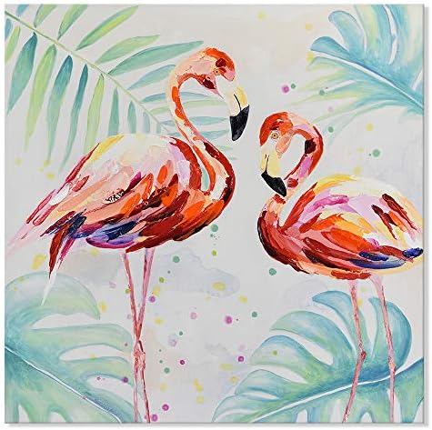 Goldfoilart Flamingók Wall Art Állat Színes Madár Trópusi Vászon Festmény Kézzel Díszített Grafika Képek Nappali, Hálószoba, Konyha