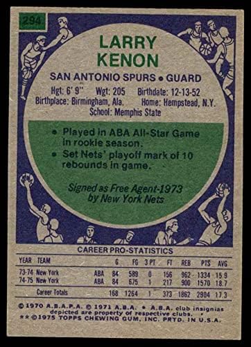 1975 Topps 294 Larry Kenon San Antonio Spurs (Kosárlabda Kártya) EX-Spurs Memphis