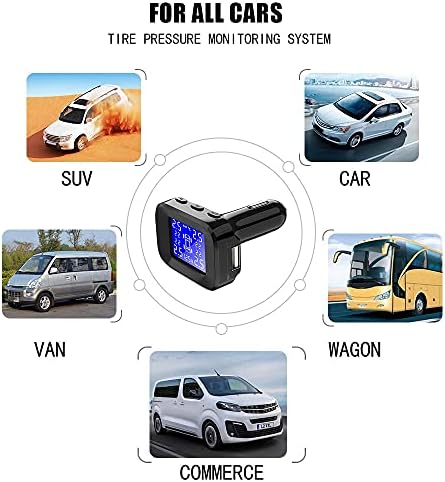 WDBBY keréknyomás Ellenőrző Rendszer, Abroncs Nyomás Érzékelő Autó Automatikus Biztonsági Riasztó Rendszer szivargyújtó USB Port (Szín