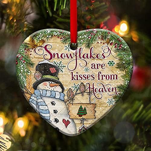 2022 Karácsonyi Dísztárgyak, Karácsonyi Díszek - Nyomtatott Hóember Hópelyhek Csókol a Mennyei Szív Dísz - a Legjobb Ajándékok