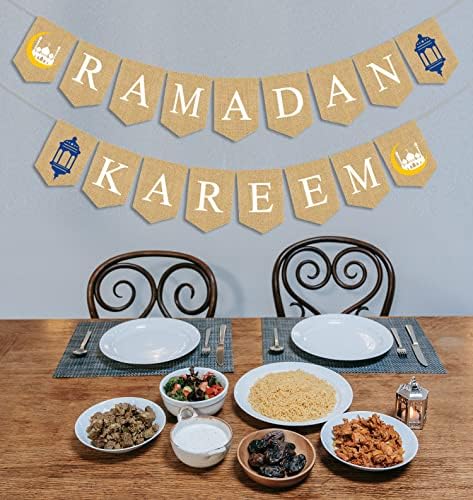 JKQ Ramadan Kareem Zsákvászon Banner a Lámpás Hold Kastély Jelek Muzulmán Ramadan Mubarak Sármány Banner Iszlám Eid Mubarak Fesztivál, Buli