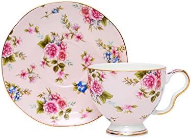 Finom porcelán teáscsésze, valamint Csészealjak, Virágos Design Bögre Tea Csésze Szett díszdobozban a Nők, Anya, 7 Uncia