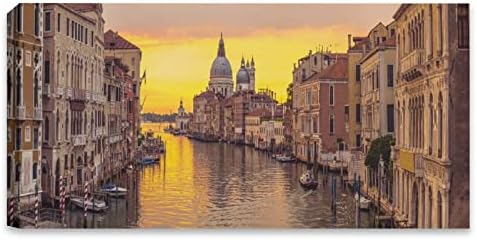 Táj Poszter Grand Canal-Velence, Olaszország Wall Art Festmények Vászon Fali Dekoráció lakberendezés Nappali Dekor Esztétikai 16x32inch(40x80cm)