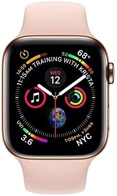 Az Apple Nézni Sorozat 4 (GPS + Mobil, 44MM) - Gold Rozsdamentes Acél tok Rózsaszín Homok Sport Zenekar (Felújított)