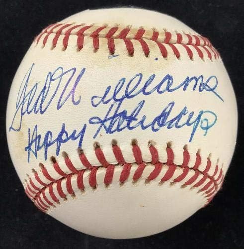 Ted Williams Aláírt Baseball Barna RedSox Autogramot Boldog Ünnepeket Inscr HOF SZÖVETSÉG - Dedikált Baseball