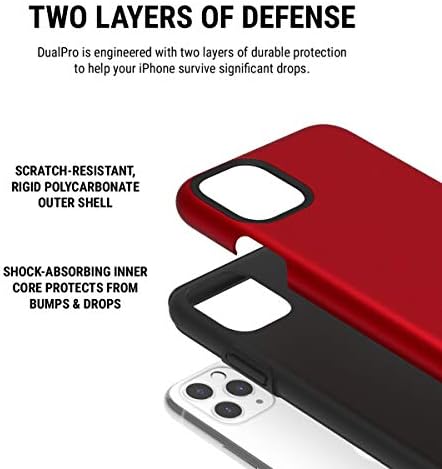 Incipio DualPro Kettős Réteg Esetében Apple iPhone 11 Pro Max Rugalmas Sokk-Elnyelő Drop-Védelem - Irizáló Piros/Fekete