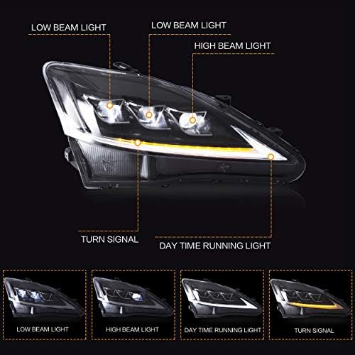 VLAND Fényszóró Szerelvény Alkalmas a Lexus IS250/ IS250C IS350 IS350C IS220d 2006-2012, ISF 2008-2014 W/DRL, LED-es Első lámpa Sorozatos