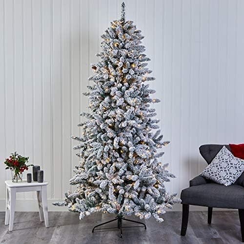 7.5 ft. Özönlöttek Livingston Mesterséges Fenyő karácsonyfa fenyőtoboz 500 Világos, Meleg LED, Zöld
