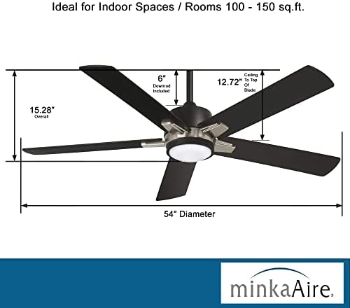 MINKA-AIRE F619L-CL/BN Stout 54 Mennyezeti Ventilátor LED Fény Távirányító Szén/matt Nikkel Kivitelben