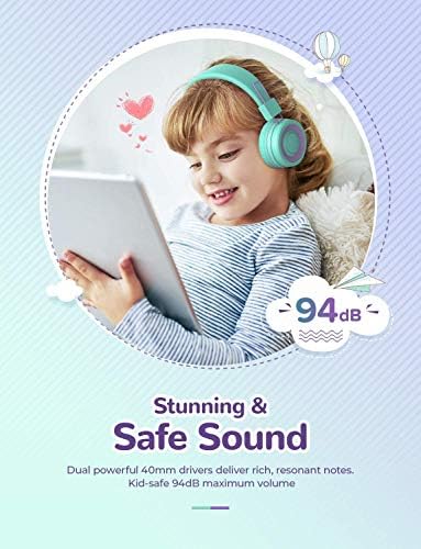 iClever BTH12 Gyerekek Vezeték nélküli Fejhallgató& BTH02 Gyerekek Bluetooth Fejhallgató, Sztereó Hang, Összecsukható, Állítható Fejpánt,