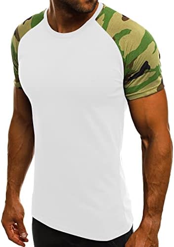 Férfi Terepszínű T-Shirt Rövid Ujjú Álcázás Rendszeres Fit Katonai Felső Hadsereg Stílusú Kerek Nyak Tshirts Edzés A Tornateremben