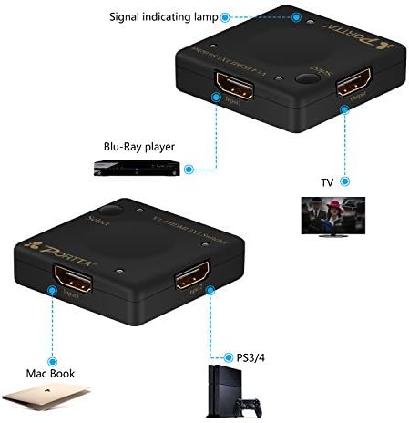 Portta 4PET0301SS 3x1 3-Port HDMI v1.4 Auto Switch Intelligens Váltó Támogatja a 3D 1080P 4kx2k