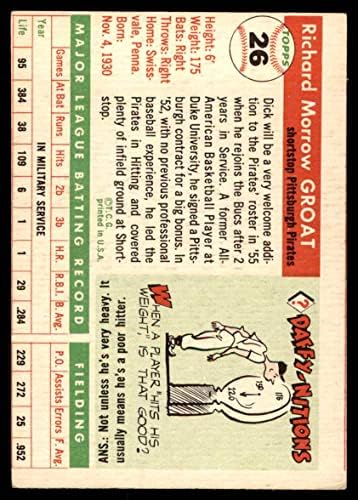 1955 Topps 26 Dick Garas Pittsburgh Pirates (Baseball Kártya) VG Kalózok