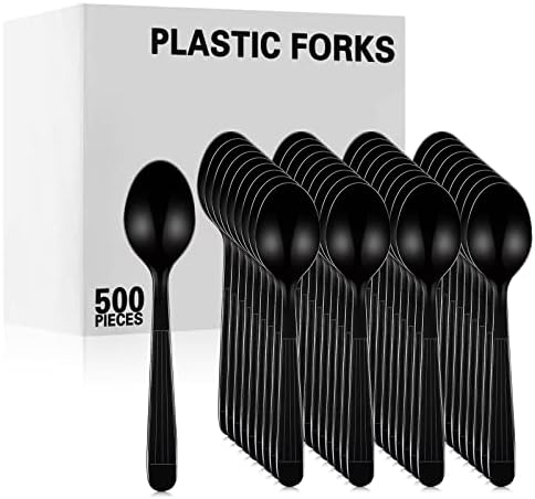 500 Gróf Fekete Műanyag Kanál Nehézsúlyú Eldobható Műanyag Kanál merőkanalak Eldobható Leveses Kanál, nagy teherbírású Műanyag