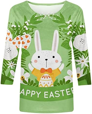 Női Húsvéti Nyuszi Póló, Vicces, Aranyos Rabbit Graphic Tee Alkalmi Nyári Húsvéti Sleeve 3/4-Es Ujjú Felsők