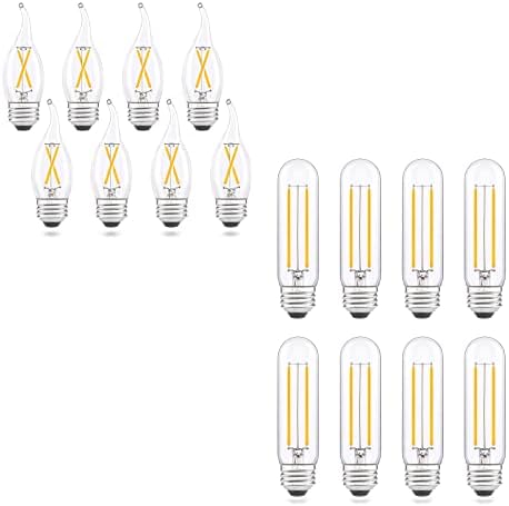 AIELIT 8Pack 2W CA10/T10 LED Izzók Csomag, Szabályozható 25W Egyenértékű Izzó, 2700K Meleg Fehér, CA10 E26 LED Izzók illetve T30 E26 LED