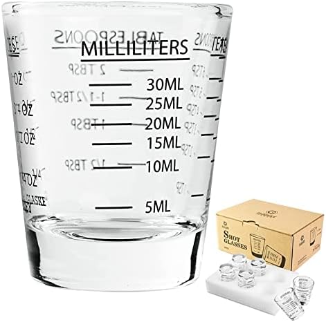 Whiskey Pezsgő Szemüveg feles pohár, 30ml / 60ml / 90 ml Üveg feles pohár Készlet 6, mérőpohár Folyadék nagy Üveg Eszpresszó Lövés Csésze