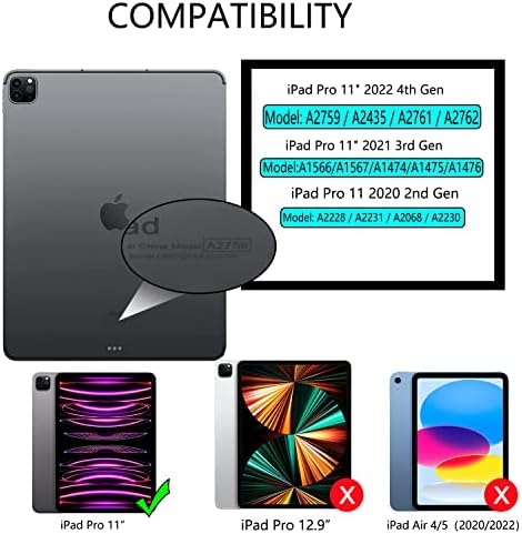 Xkladz iPad Pro 11 inch Esetben 2022/2021/ 2020, Protetive Esetben tolltartó, hátrébb hátlap iPad Pro 11 4. Generációs /