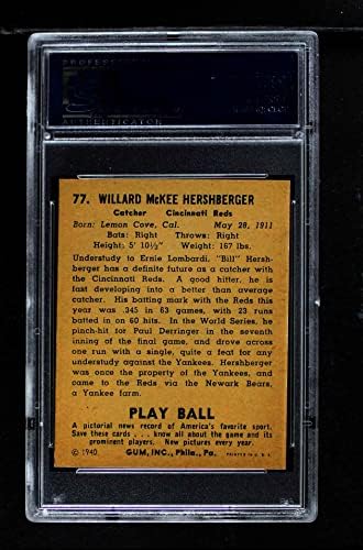 1940-ben Játszani 77 Fog Hershberger Cincinnati Reds (Baseball Kártya) PSA a PSA 7.00 Vörösök