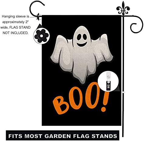 Jackmold Halloween Boo Kert Zászló Függőleges Dupla Méretű Szellem Ijesztő, Nyaralás Udvaron Kerti Dekoráció 12,5 x 18 cm-es