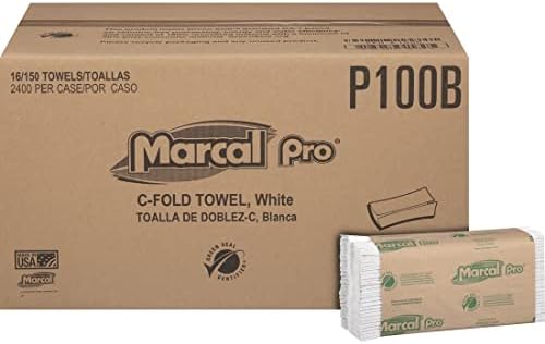 Marcal Pro C-Fold Papír Törölköző, 100 % - ban Újrahasznosított 1 Rétegű, 150 Összehajtott Törülközőt egy csomagban, 16 Csomag