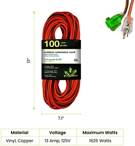 Go Green Power GG-13800-2 Kültéri Hosszabbító Kábel, 2 darabos Csomag, Narancs
