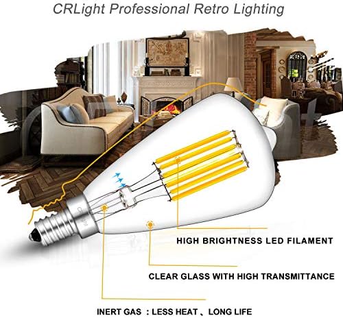 CRLight 6W, Szabályozható LED Gyertyatartót Izzó 3000K Puha, Fehér, 70W Egyenértékű 700LM, E12 Bázis LED Izzószálas villanykörte,