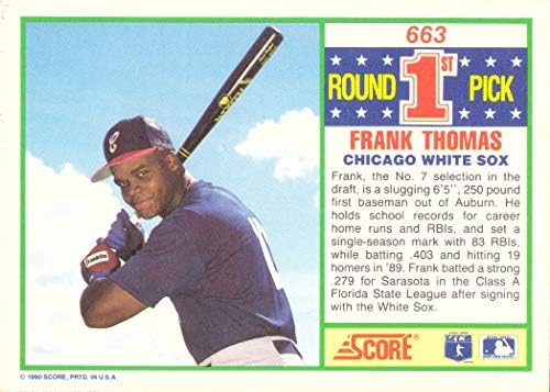 1990 Pontszám Baseball 663 Frank Thomas Újonc Kártya
