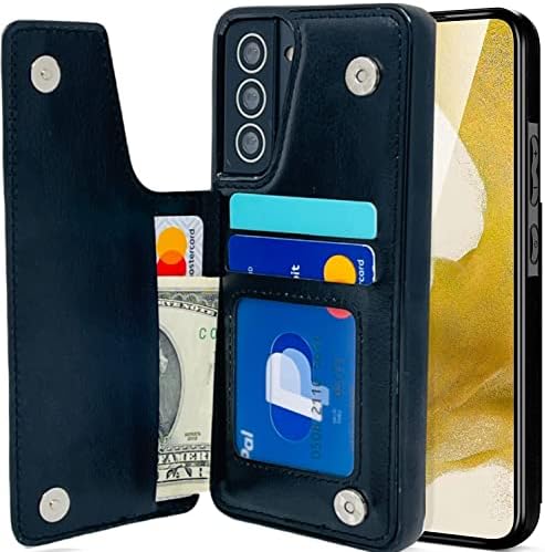 S-Tech tok Samsung Galaxy S22 Ultra - 6.8 Pénztárca Fotó Kártya Pénz Jogosultja Slot Protector Mágneses Csattal, illetve Flip Kitámasztó