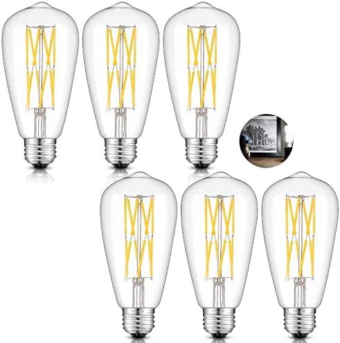 CRLight 12W Szabályozható Edison LED Izzó 5000K Nappal Fehér, 120 w-os Egyenértékű 1200 Lumen E26 Bázis, Vintage Stílusú ST64 Átlátszó Üveg